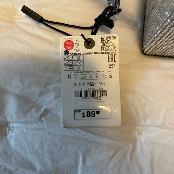 SILVER BlOCK HEEL RHINESTONE SANDALS - Picture 3 of 4